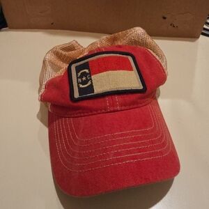 Red Mesh North Carolina Trucker Hat with Patch